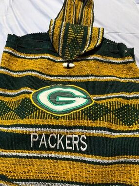 Green and Gold Knit Hoodie Sweater